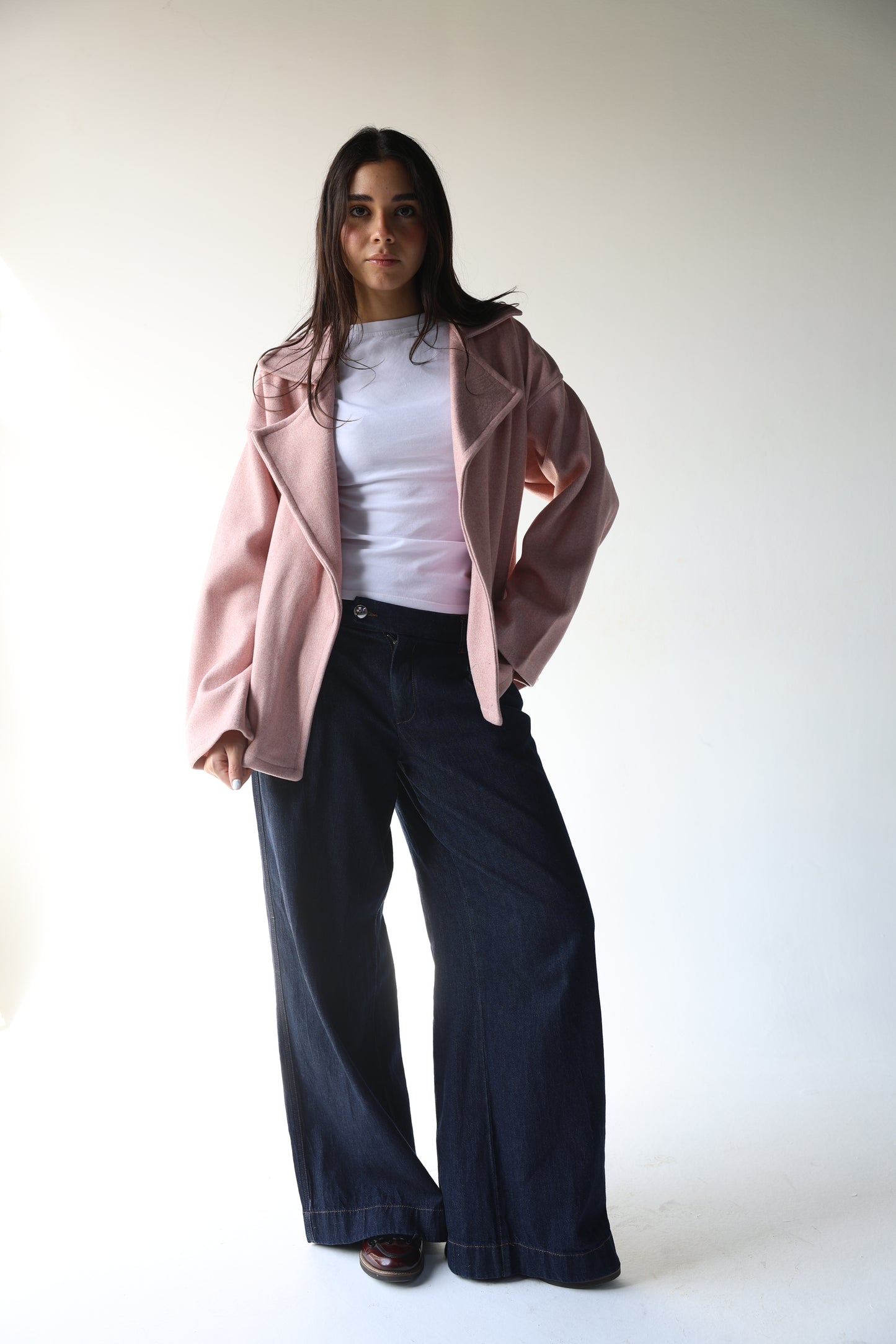 Lia - Light Pink Felt Jacket with one capsule
