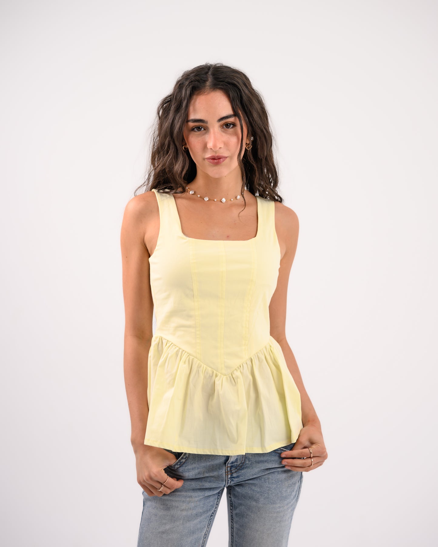 Yellow Peplum Top