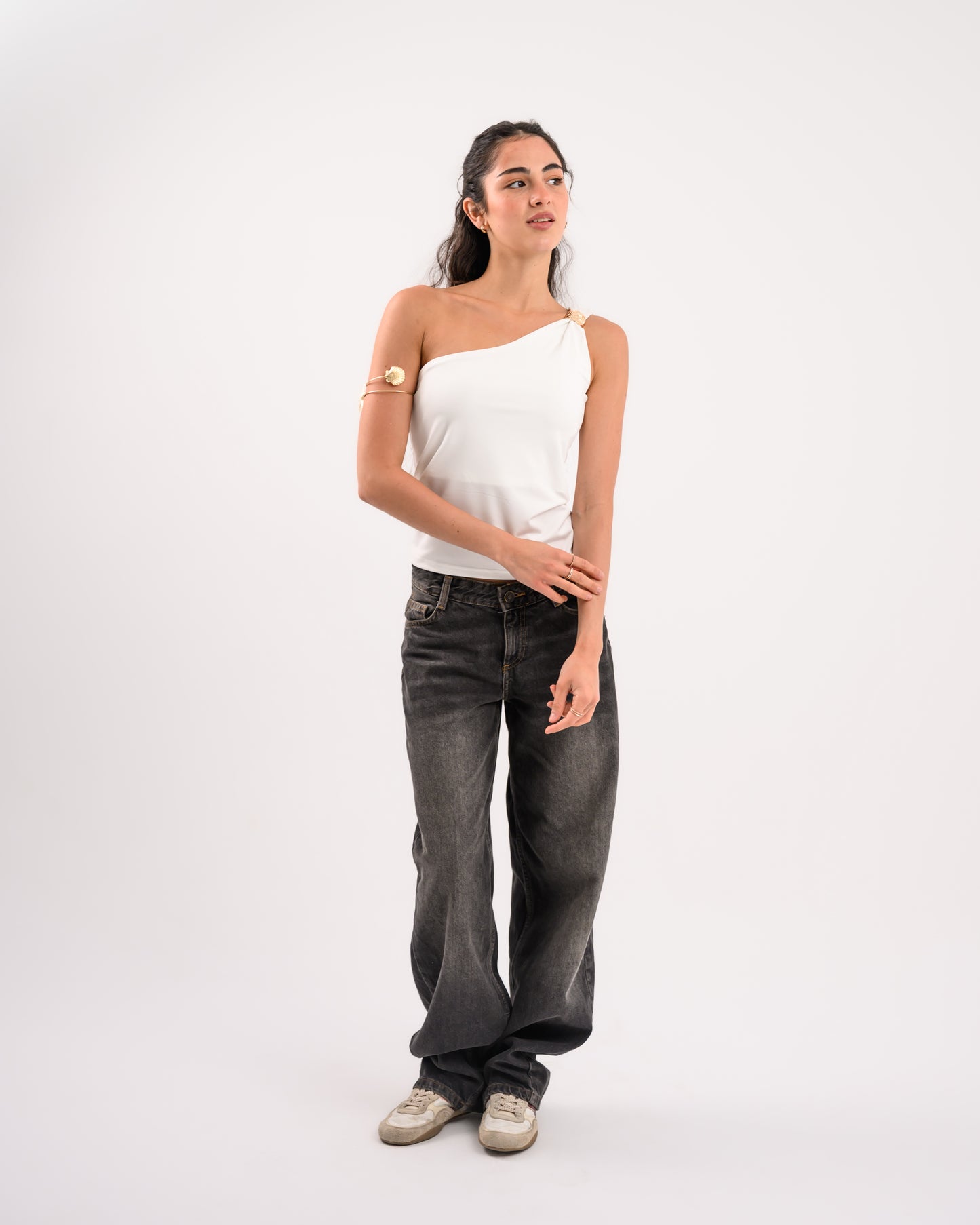 White One Shoulder Top