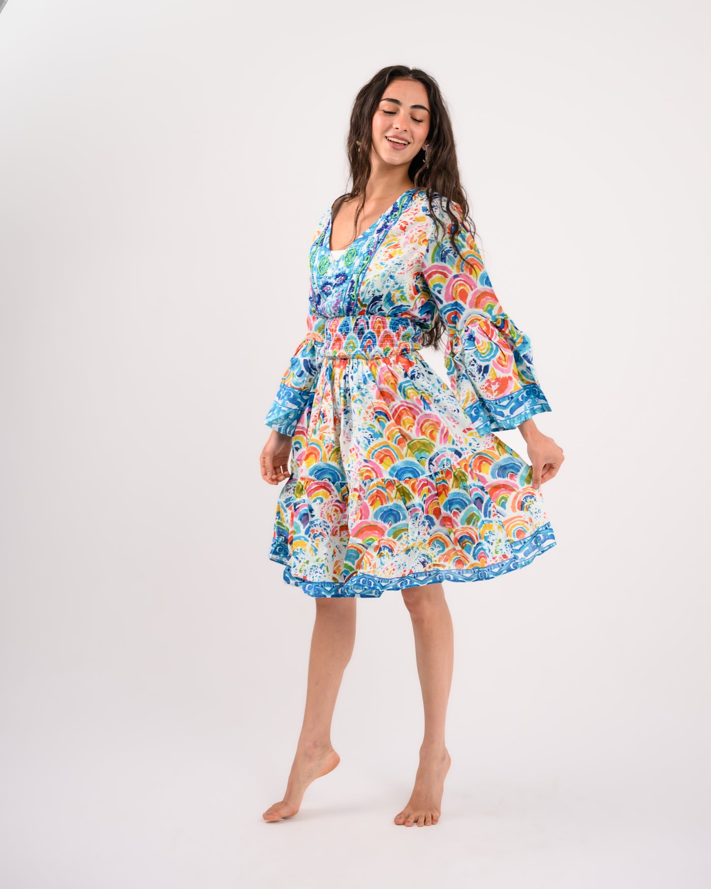 Turquoise Embroidery Beach Dress