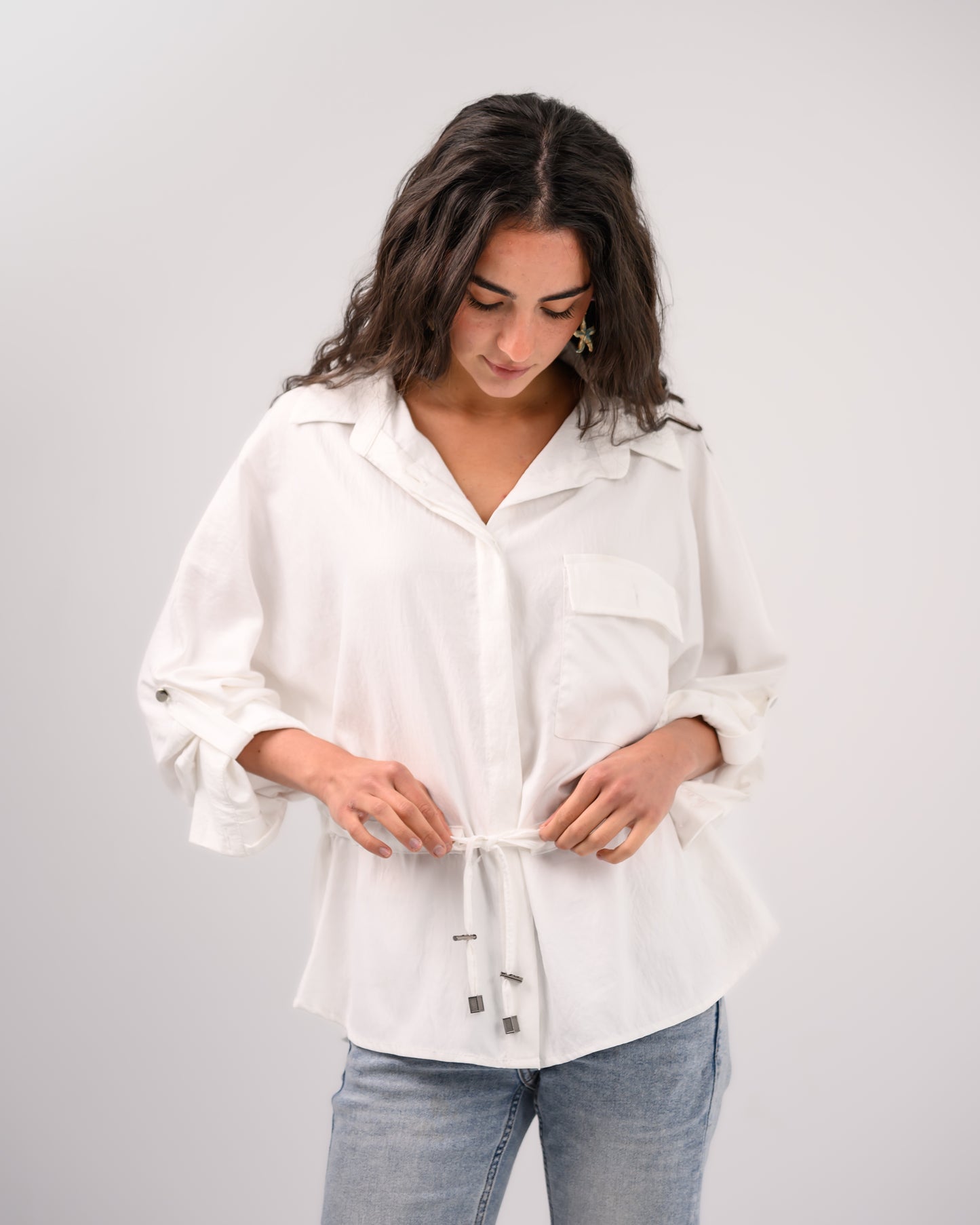 White Shirt with Ribbon