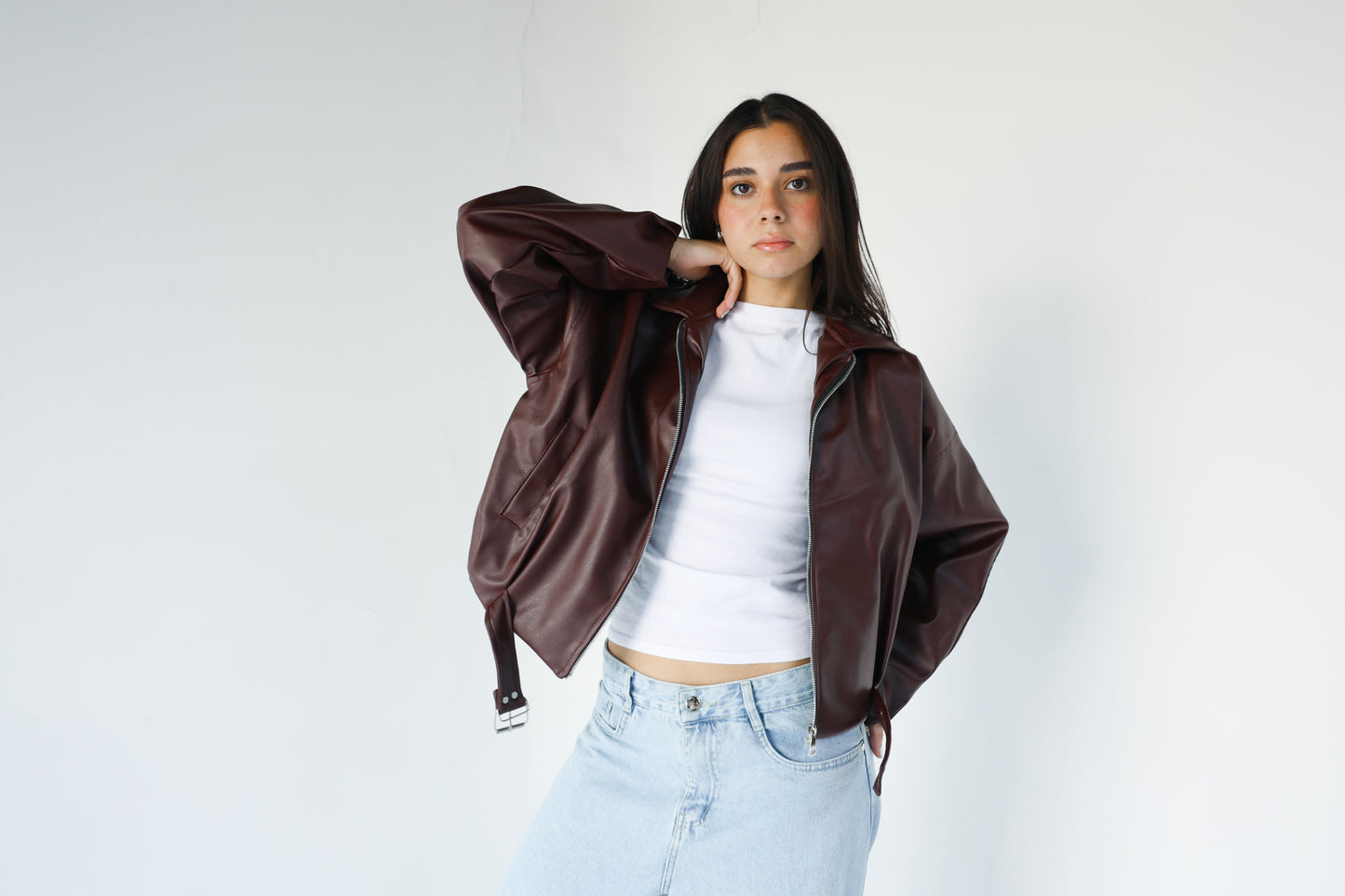 Burgundy leather jacket