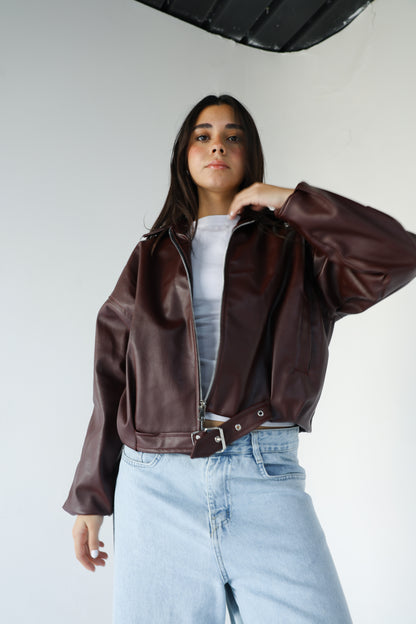 Burgundy leather jacket