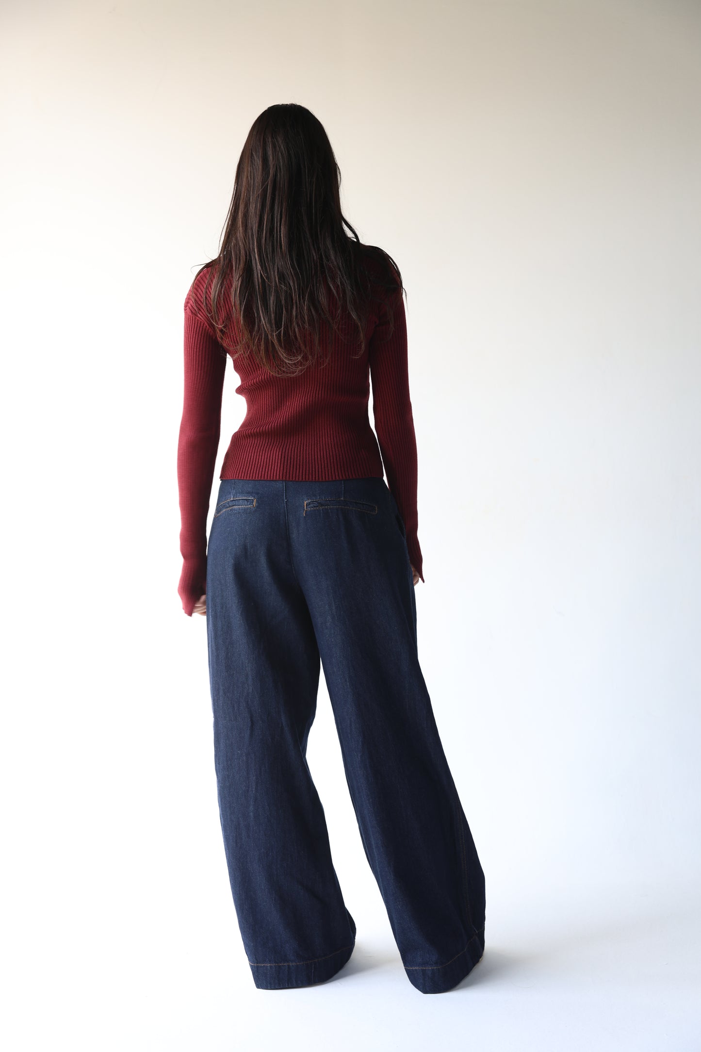 Burgundy knit pullover with zippers