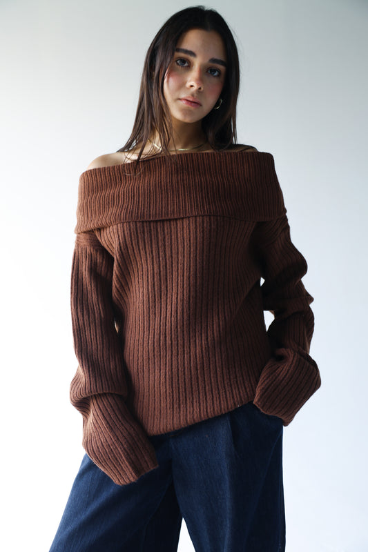 Brown knit pullover