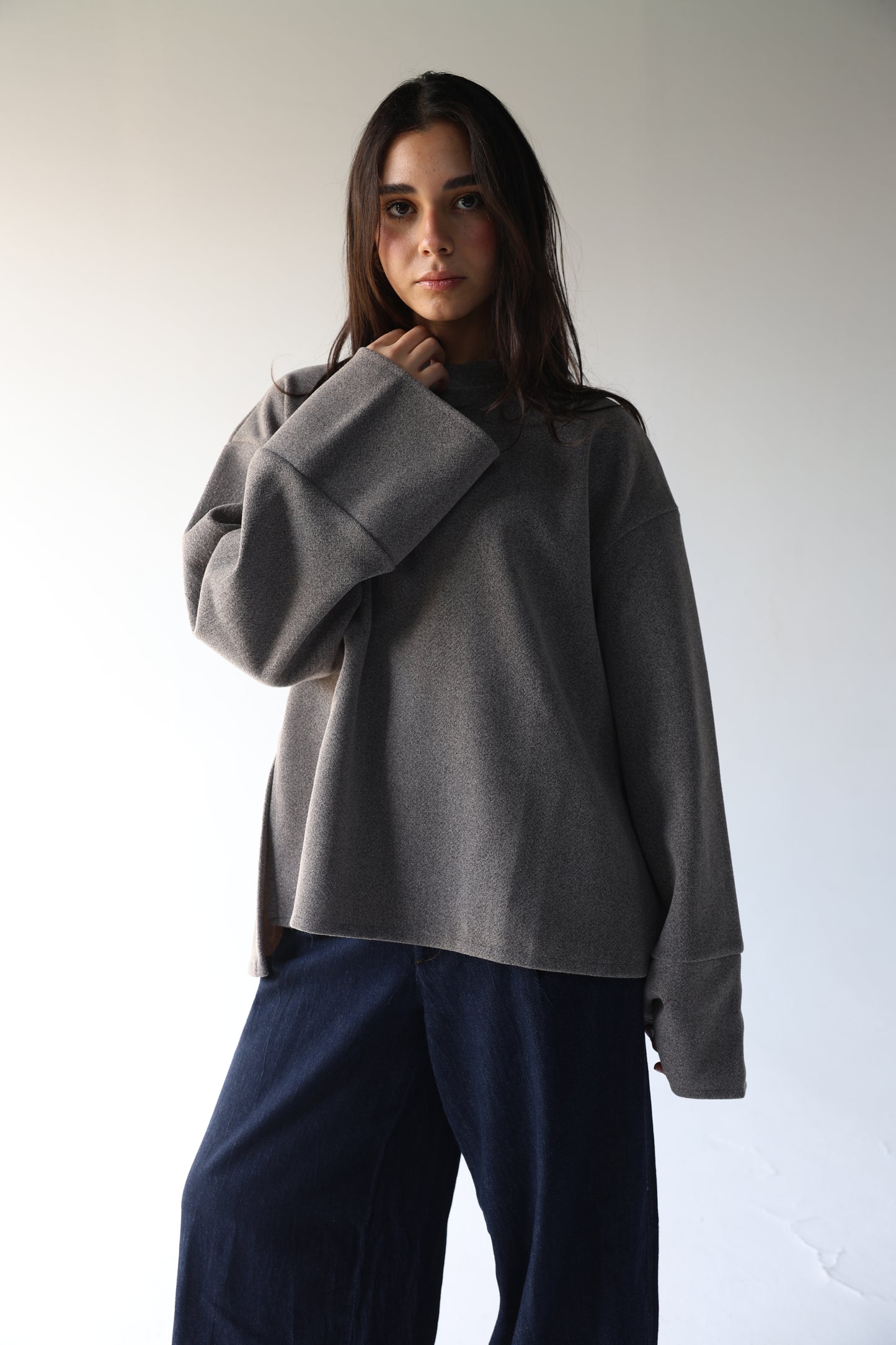 Luna - Greyish Brown Oversize Pullover