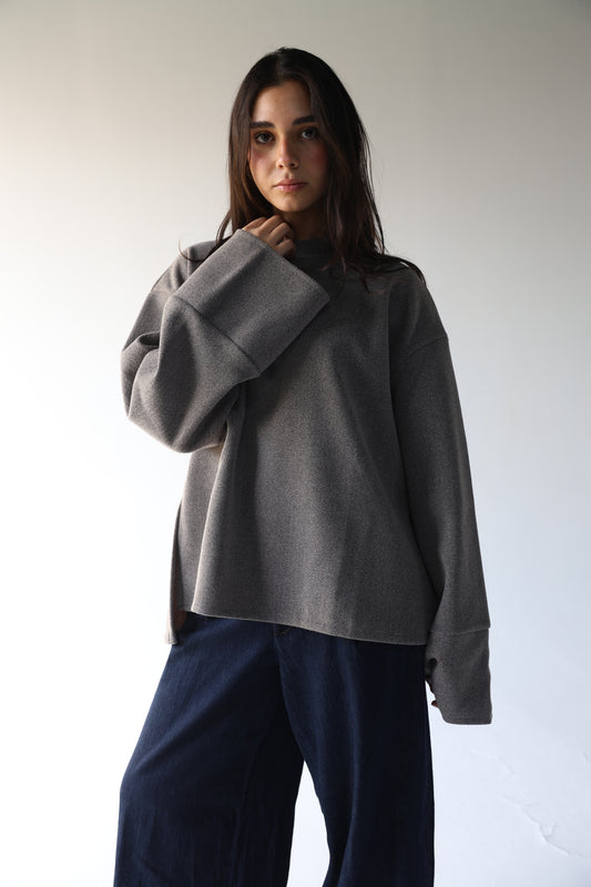 Luna - Greyish Brown Oversize Pullover