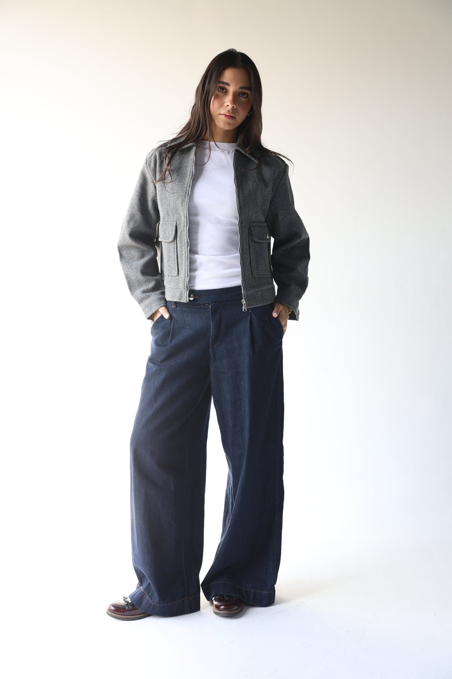 Asmhan - Heather Grey Felt Jacket