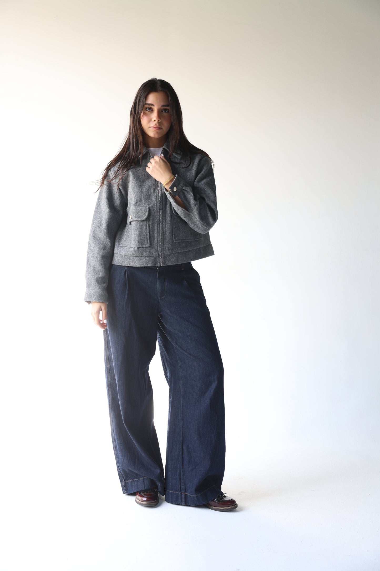 Asmhan - Heather Grey Felt Jacket