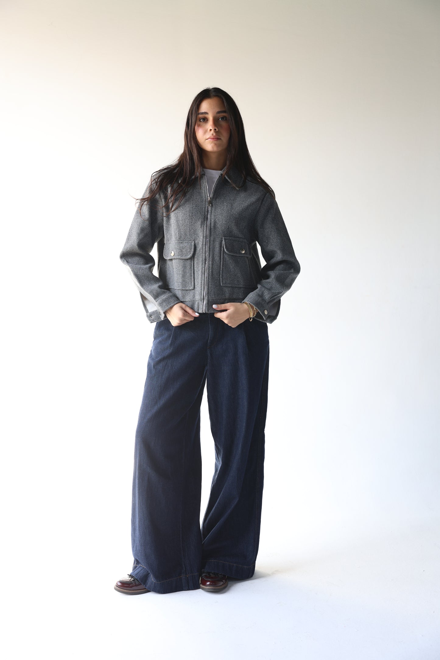 Asmhan - Heather Grey Felt Jacket