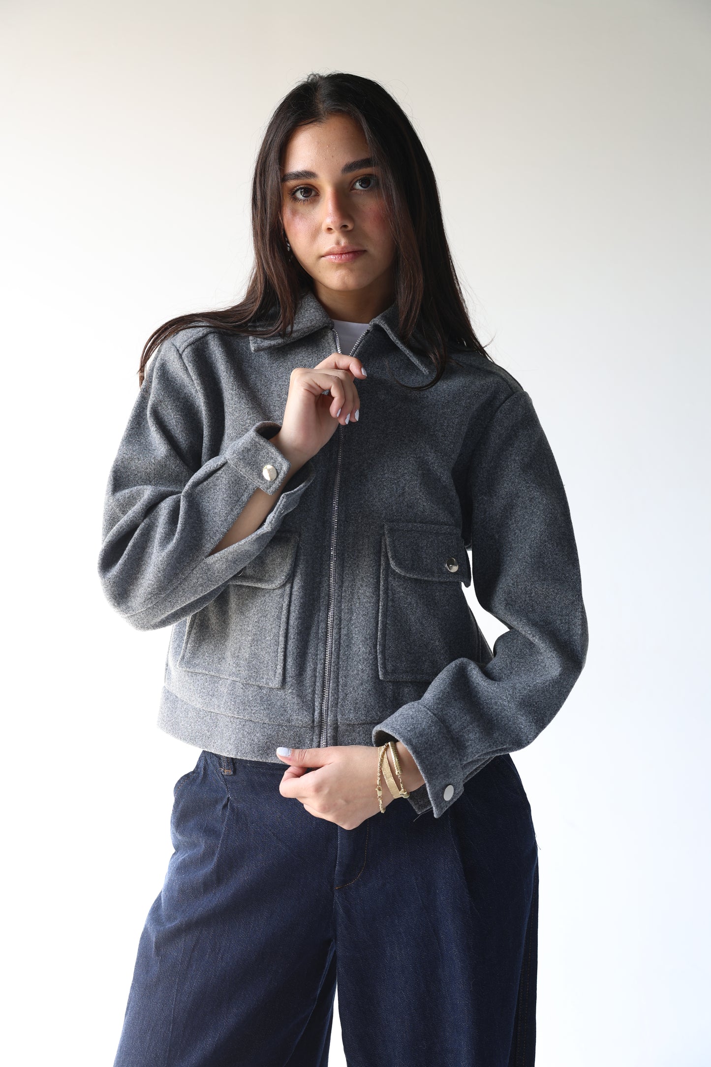 Asmhan - Heather Grey Felt Jacket
