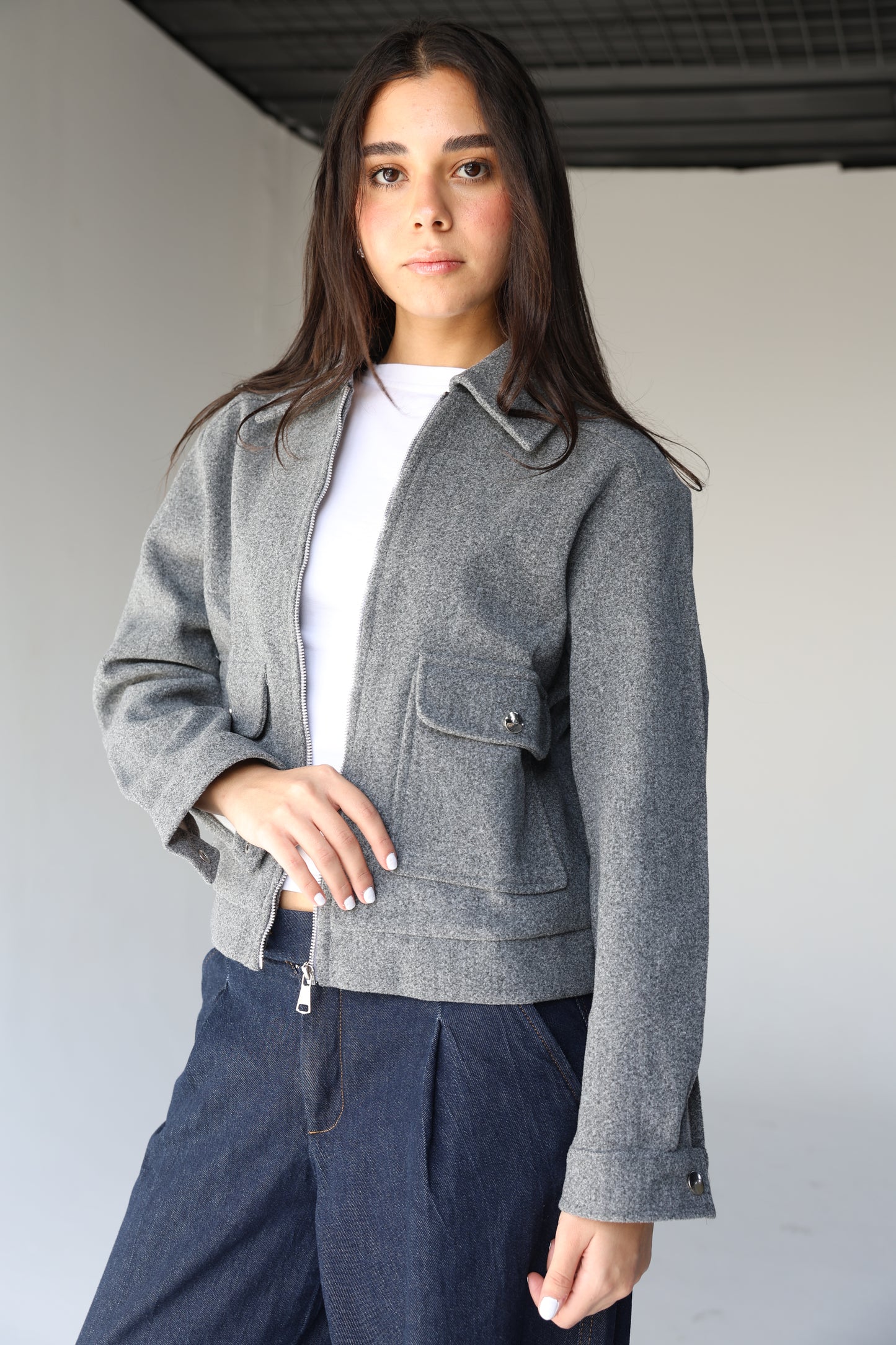 Asmhan - Heather Grey Felt Jacket