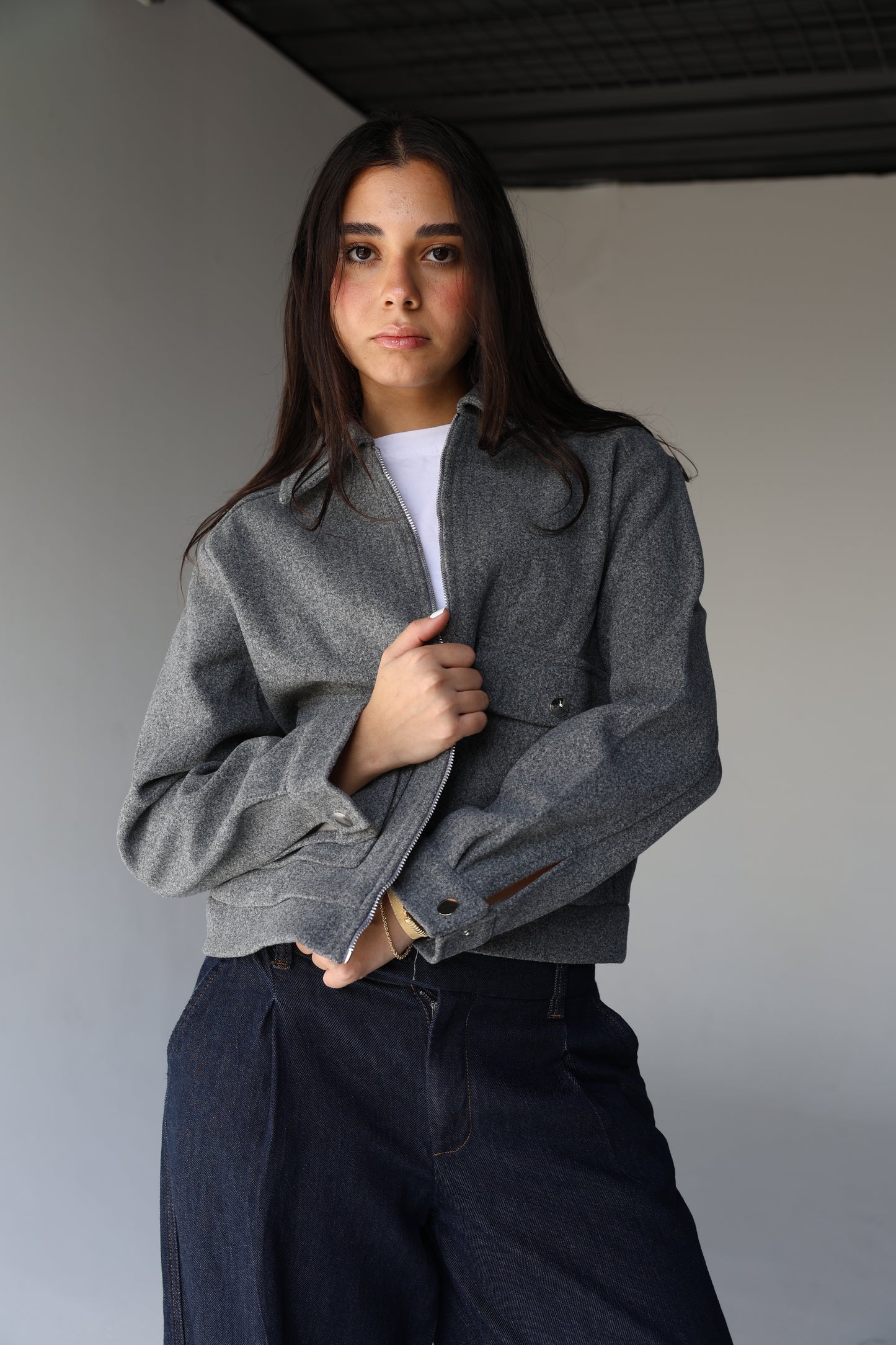 Asmhan - Heather Grey Felt Jacket