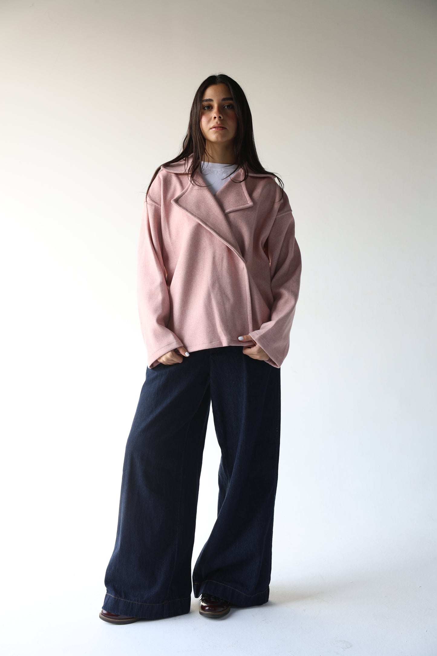 Lia - Light Pink Felt Jacket with one capsule