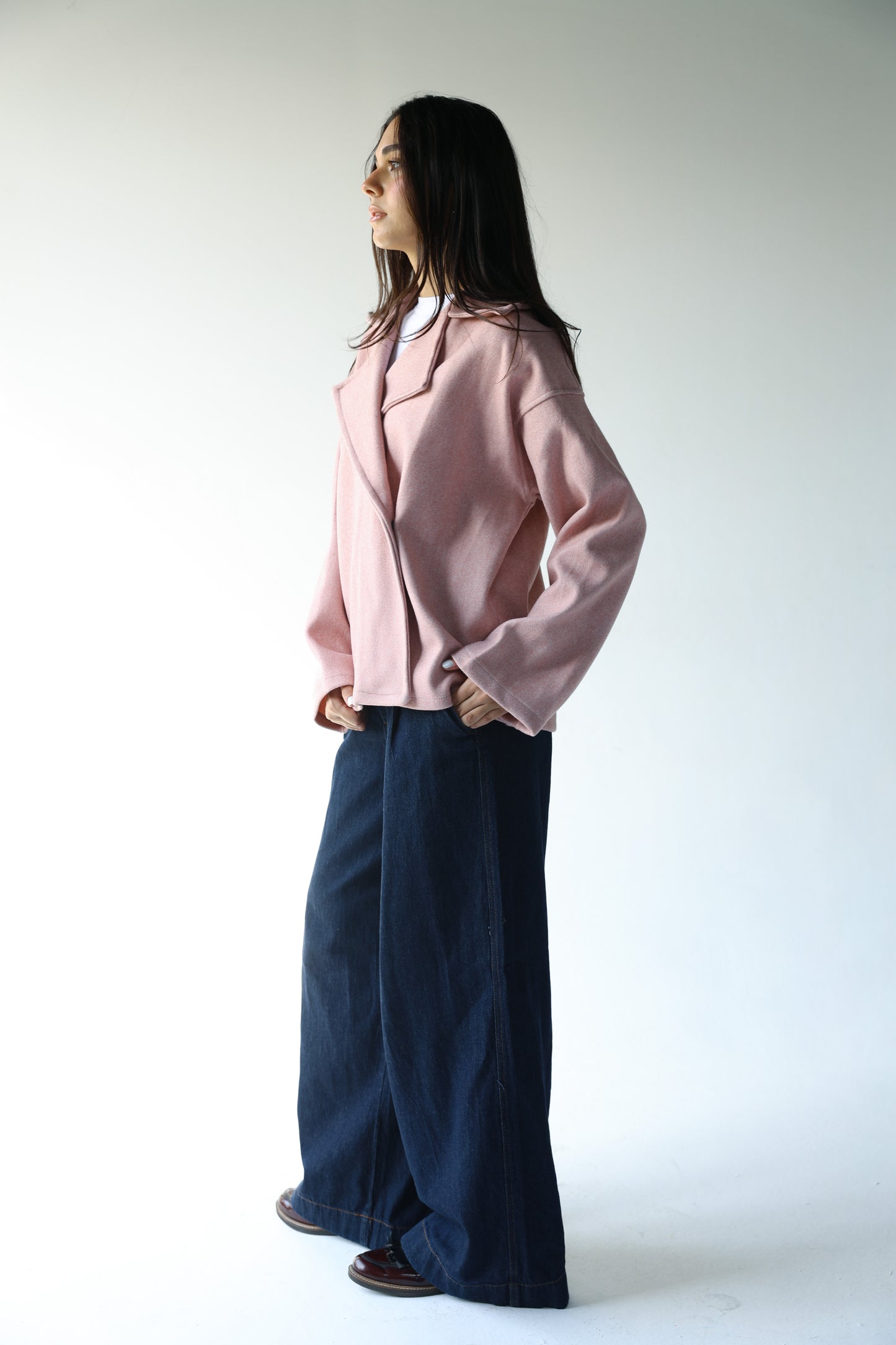 Baby pink jacket with one capsule