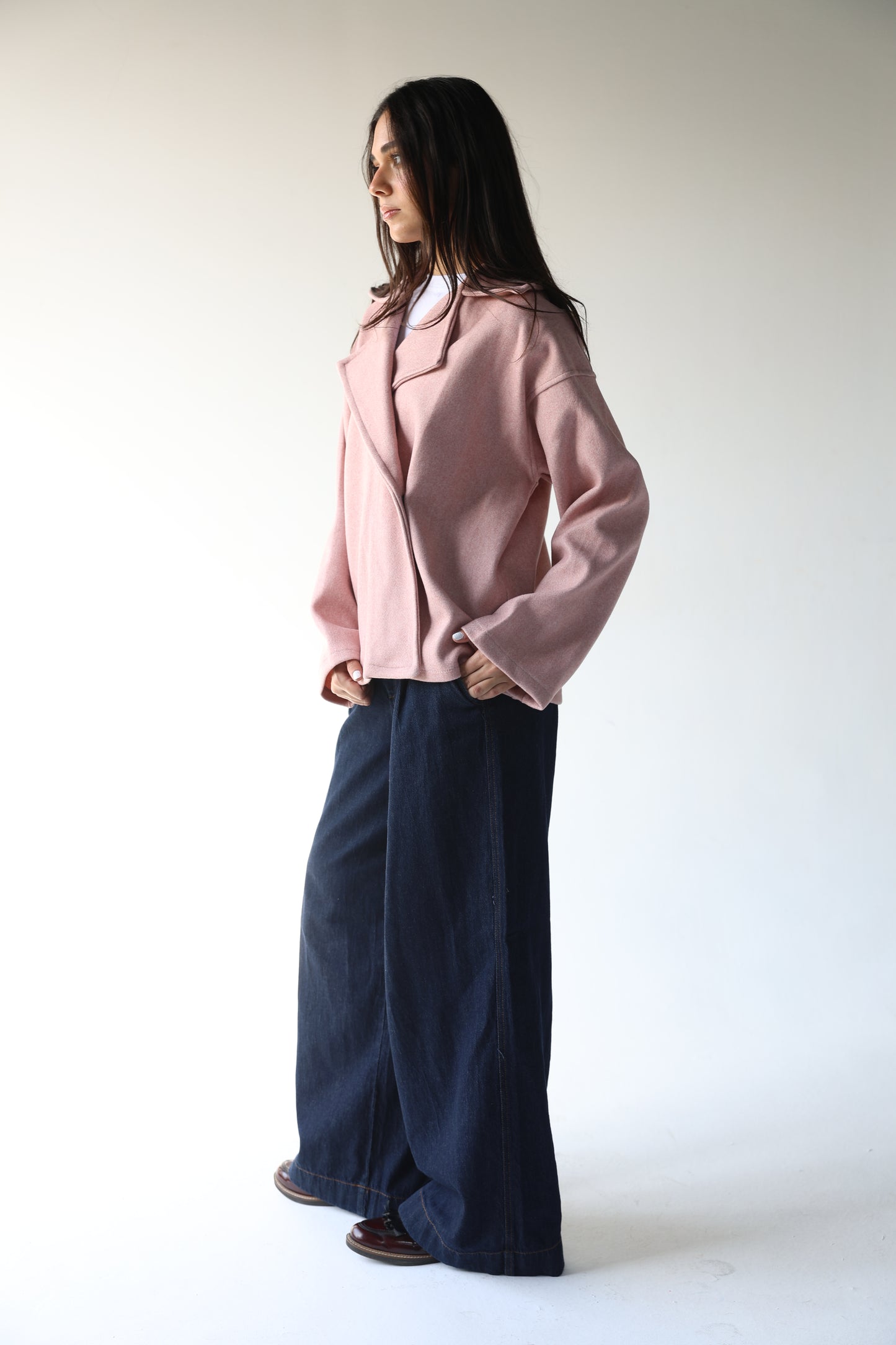 Lia - Light Pink Felt Jacket with one capsule