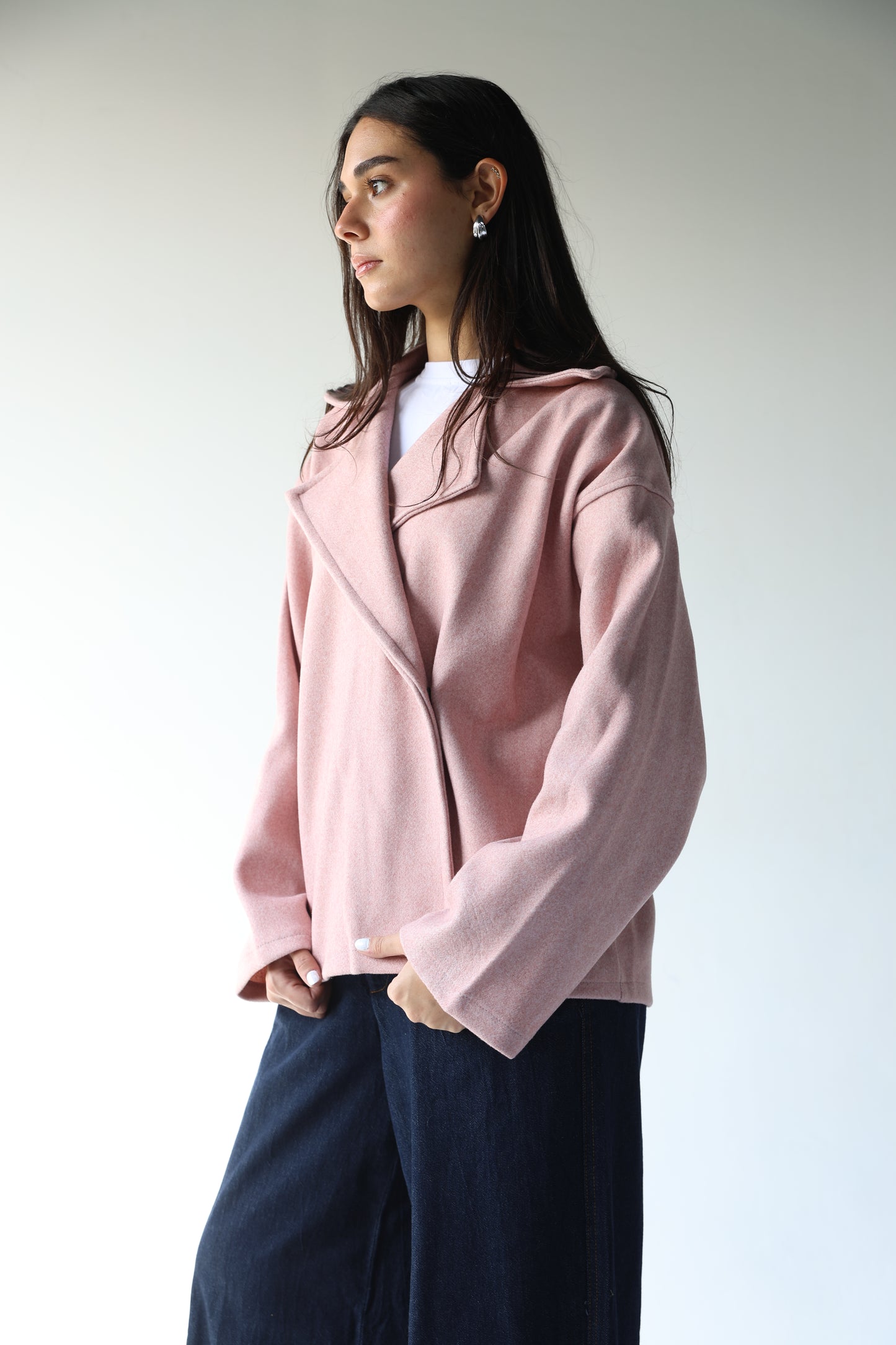 Lia - Light Pink Felt Jacket with one capsule