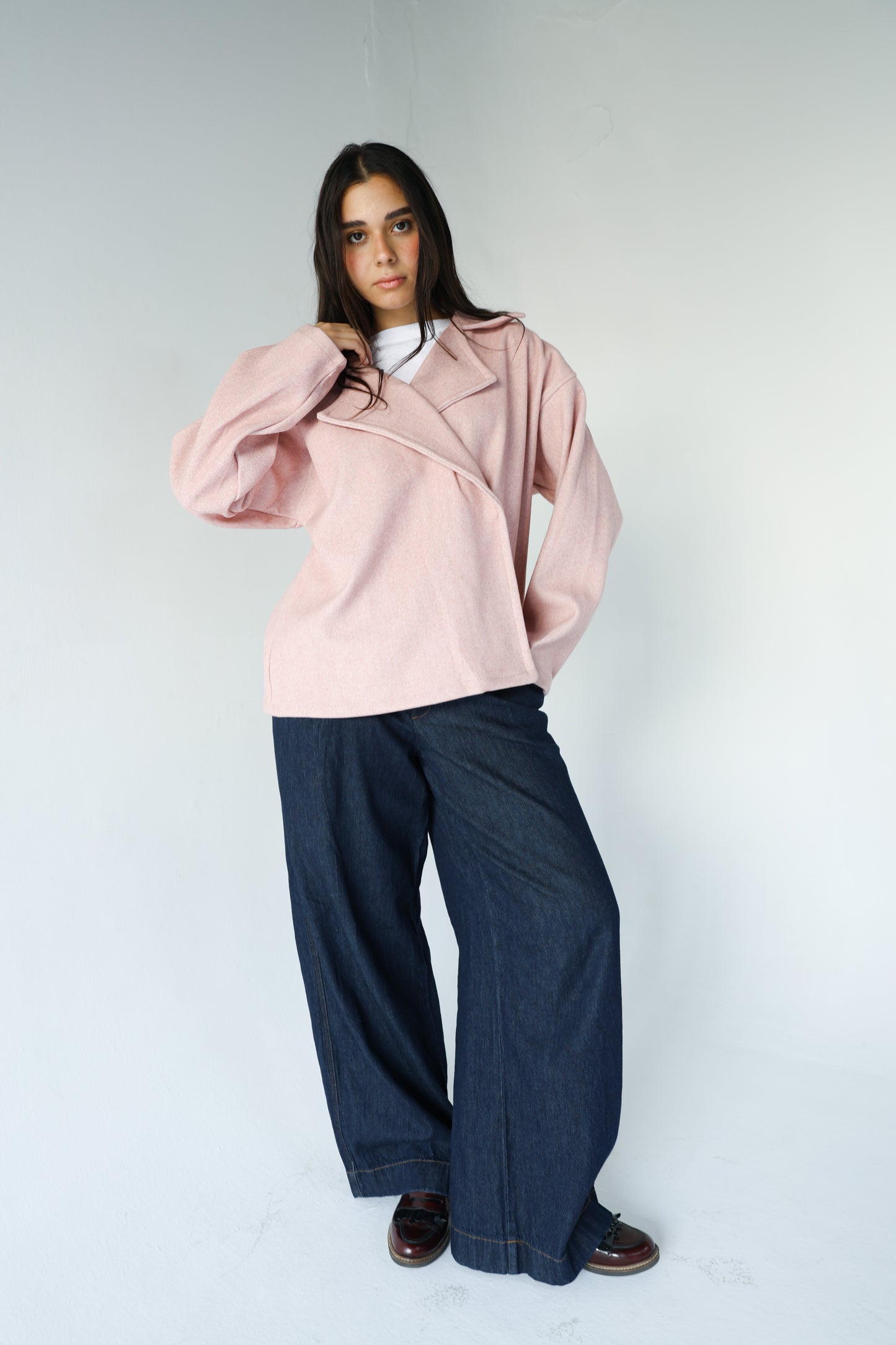 Baby pink jacket with one capsule