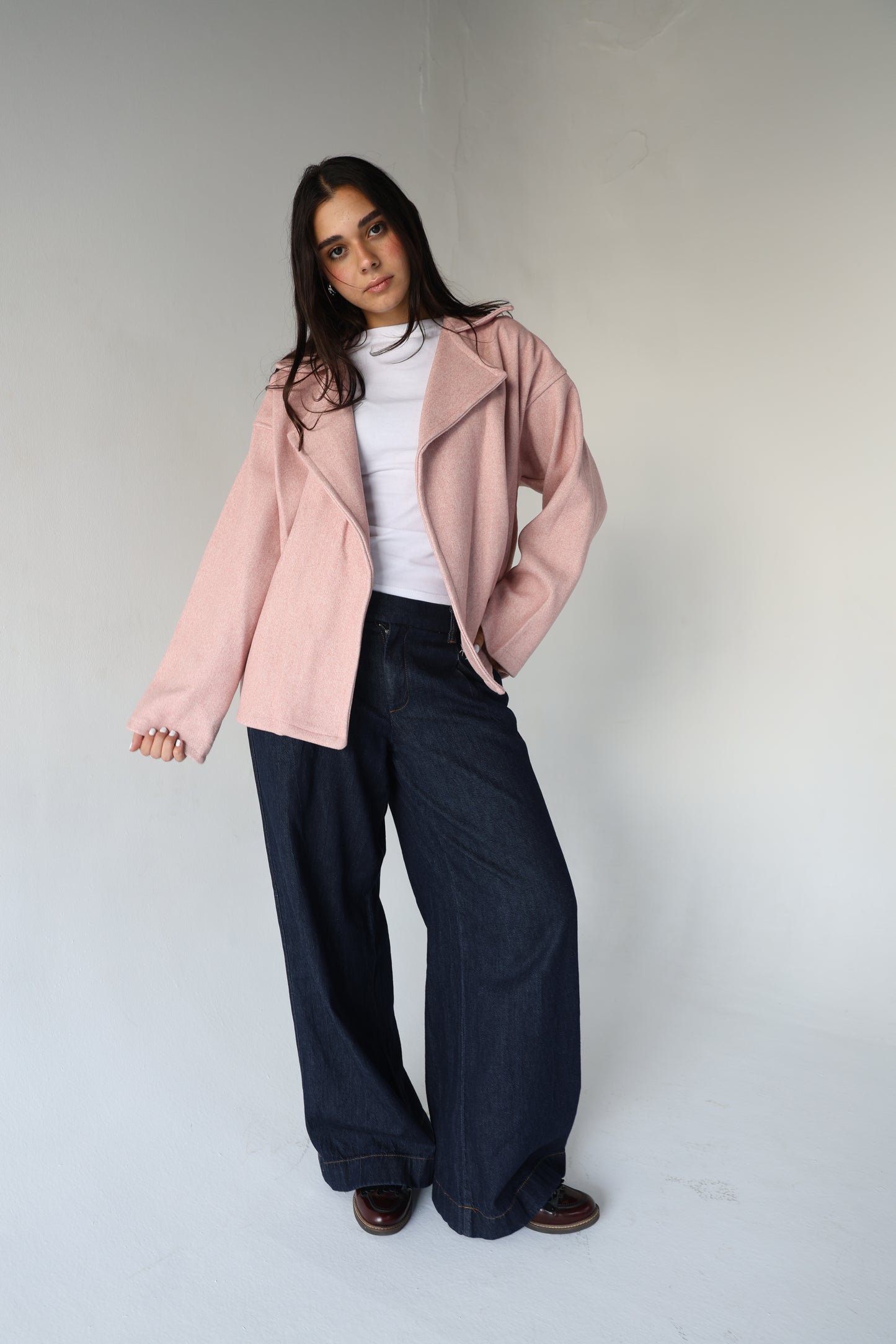 Lia - Light Pink Felt Jacket with one capsule