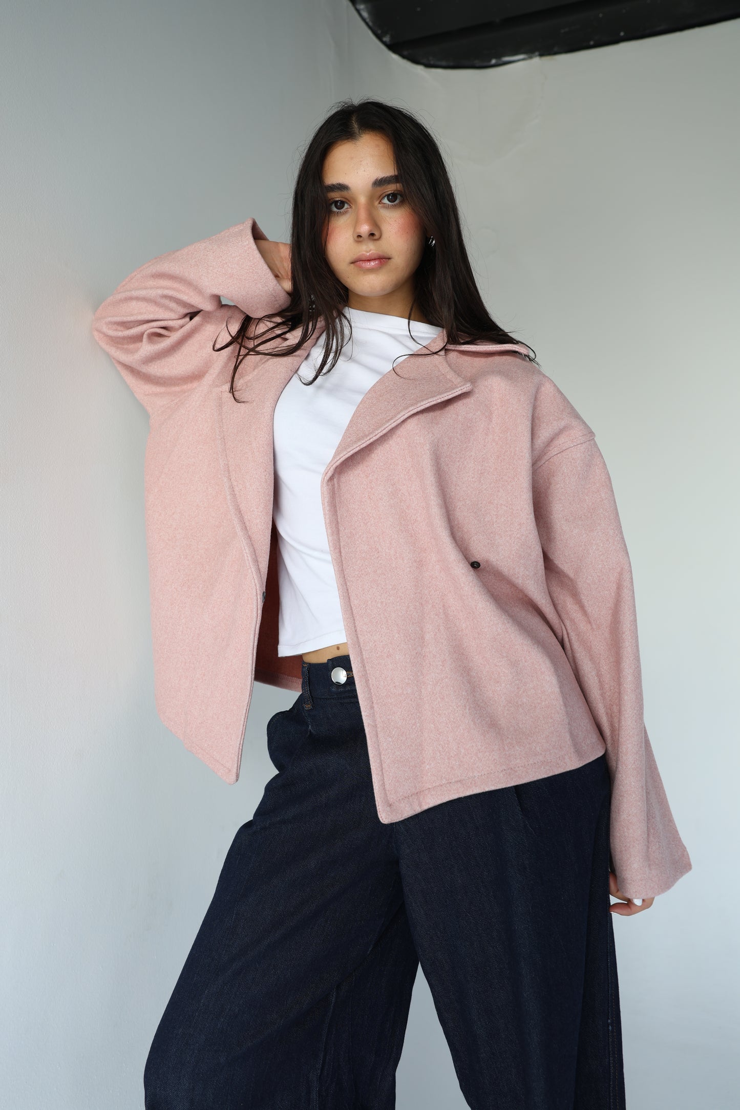 Lia - Light Pink Felt Jacket with one capsule