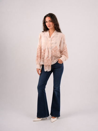Coral Floral Burnout Blouse