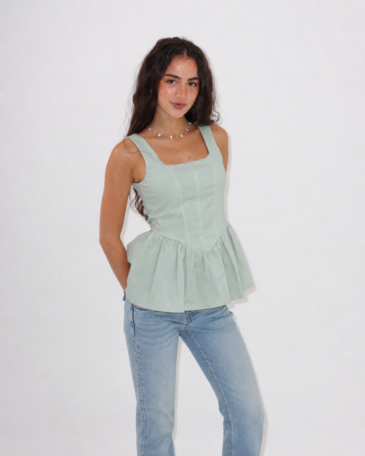 Mint Peplum Top