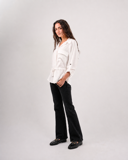 White Shirt with Ribbon