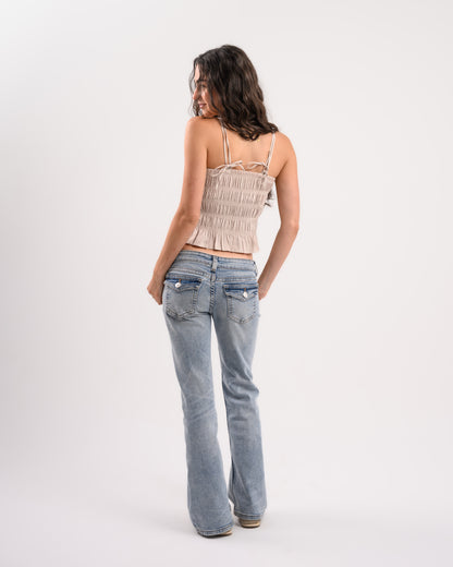 Beige Strappy Draped Top