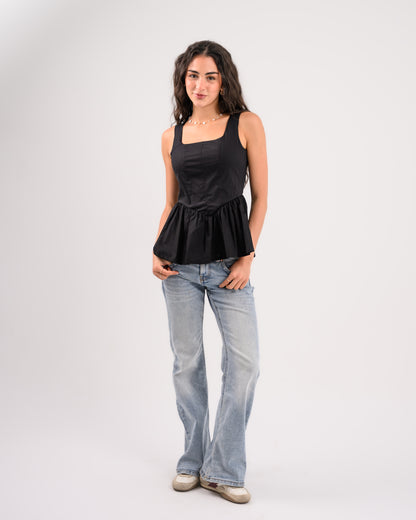 Black Peplum Top
