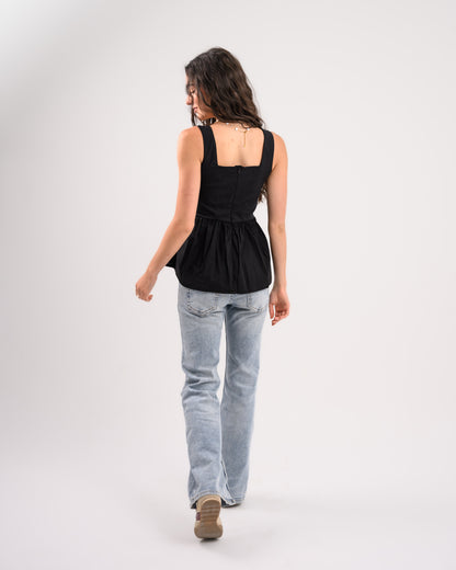 Black Peplum Top