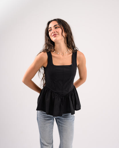 Black Peplum Top