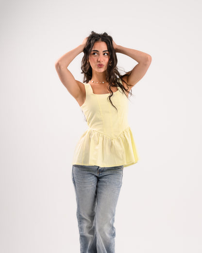 Yellow Peplum Top
