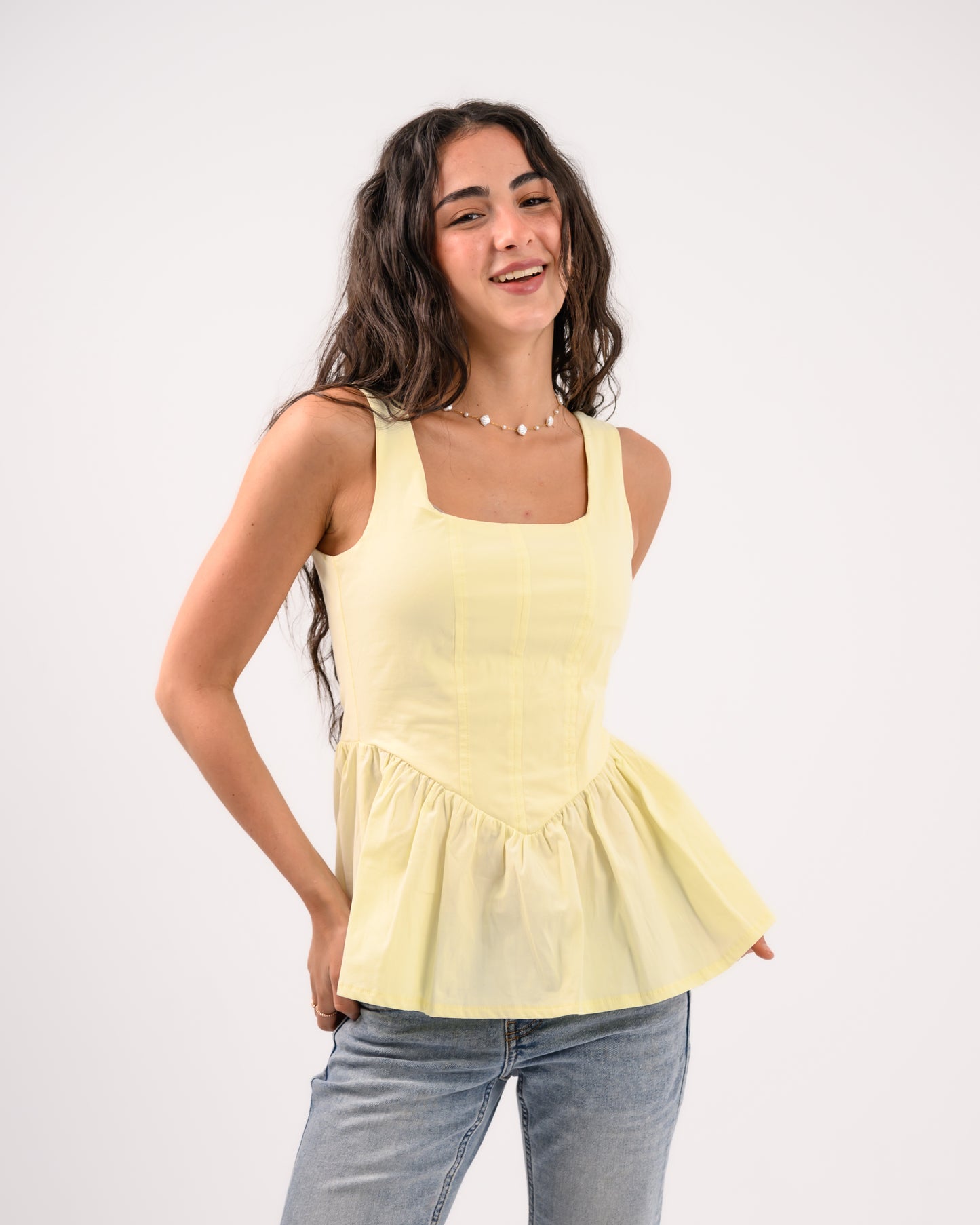 Yellow Peplum Top