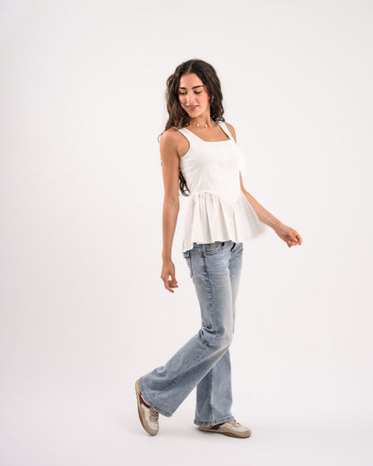 White Peplum Top