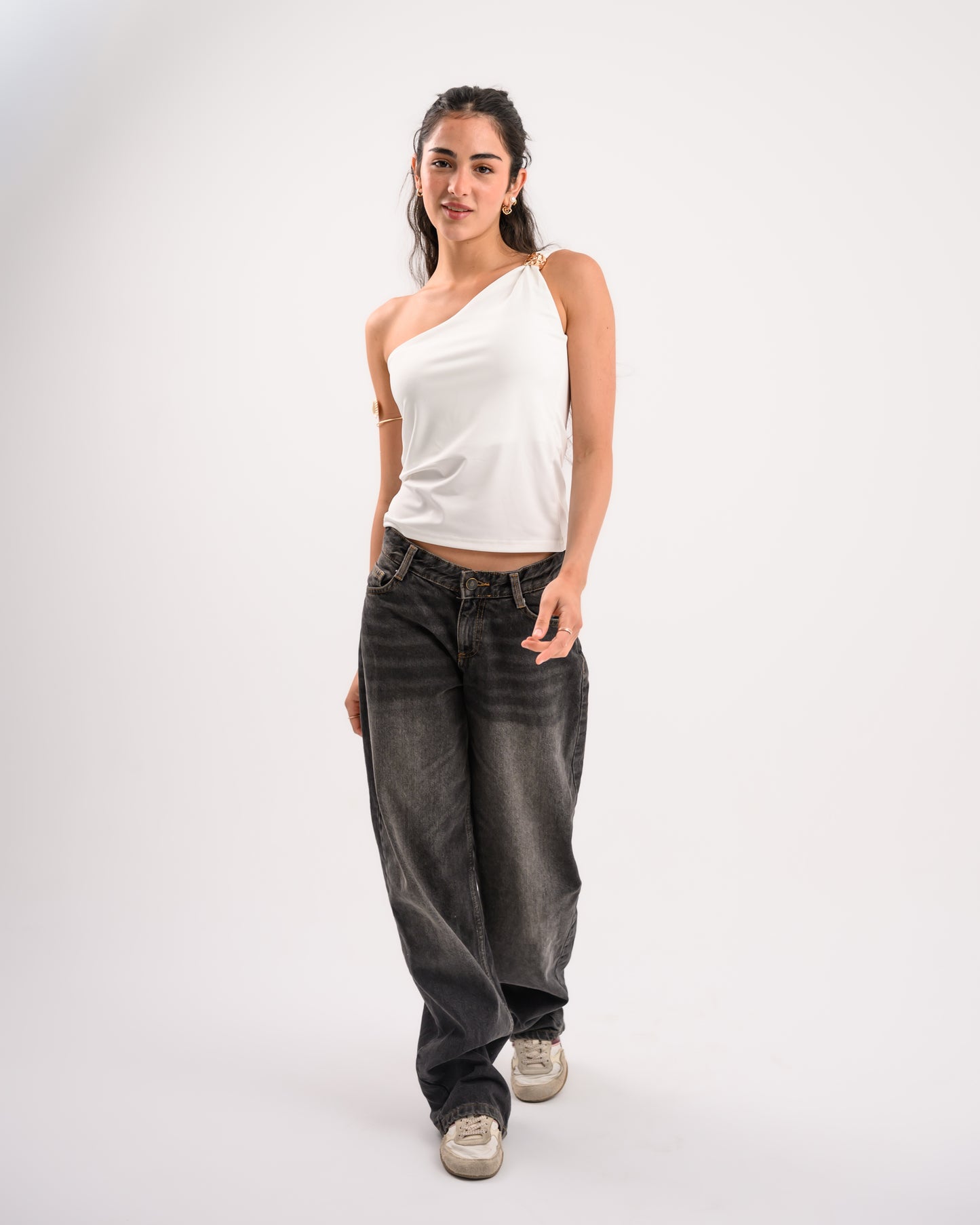 White One Shoulder Top