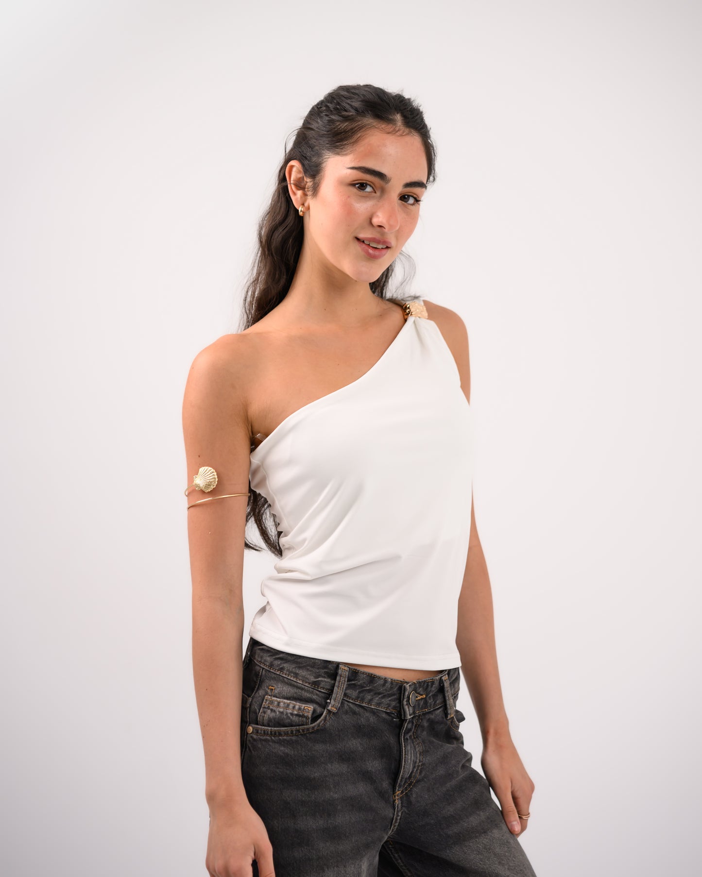 White One Shoulder Top