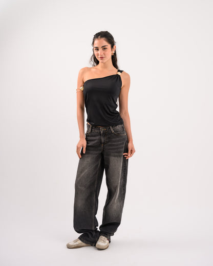Black One Shoulder Top