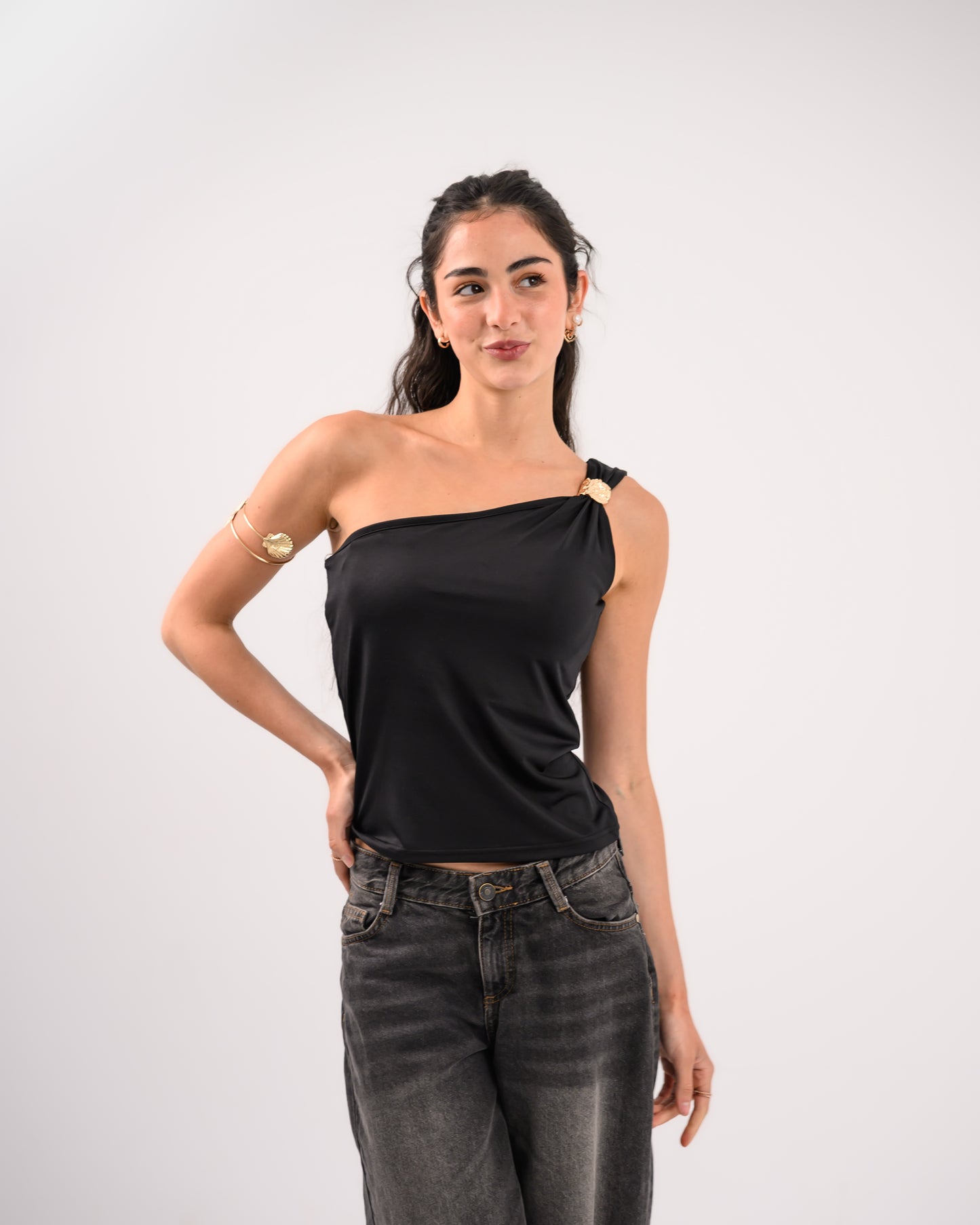 Black One Shoulder Top
