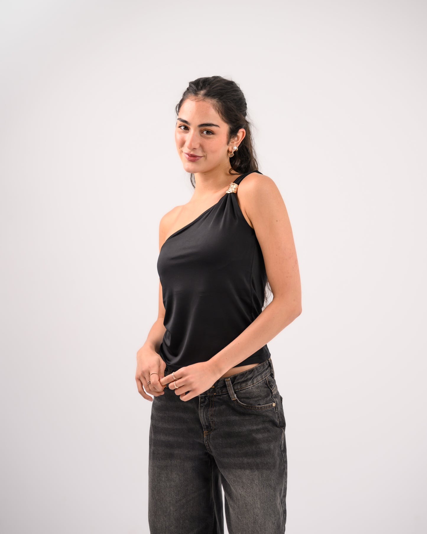 Black One Shoulder Top