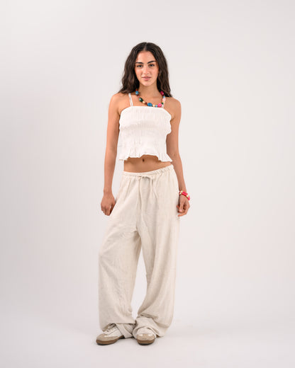 White Strappy Draped Top
