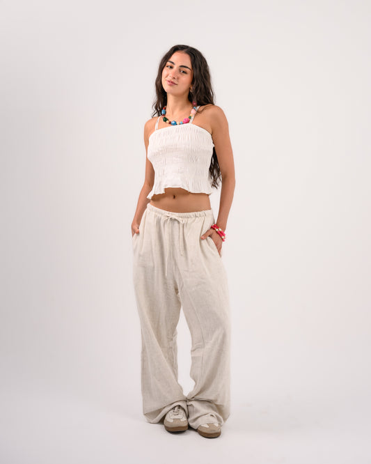 White Strappy Draped Top