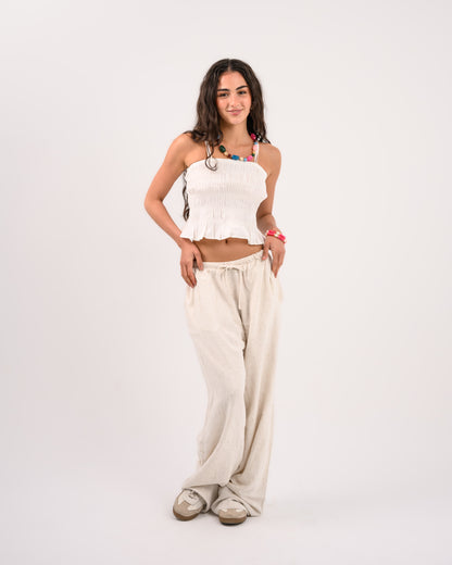 White Strappy Draped Top