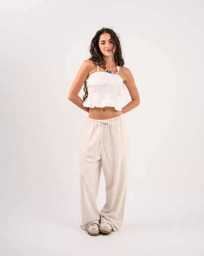 White Strappy Draped Top