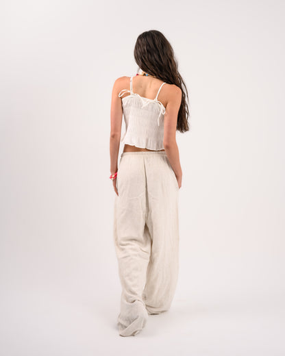 White Strappy Draped Top
