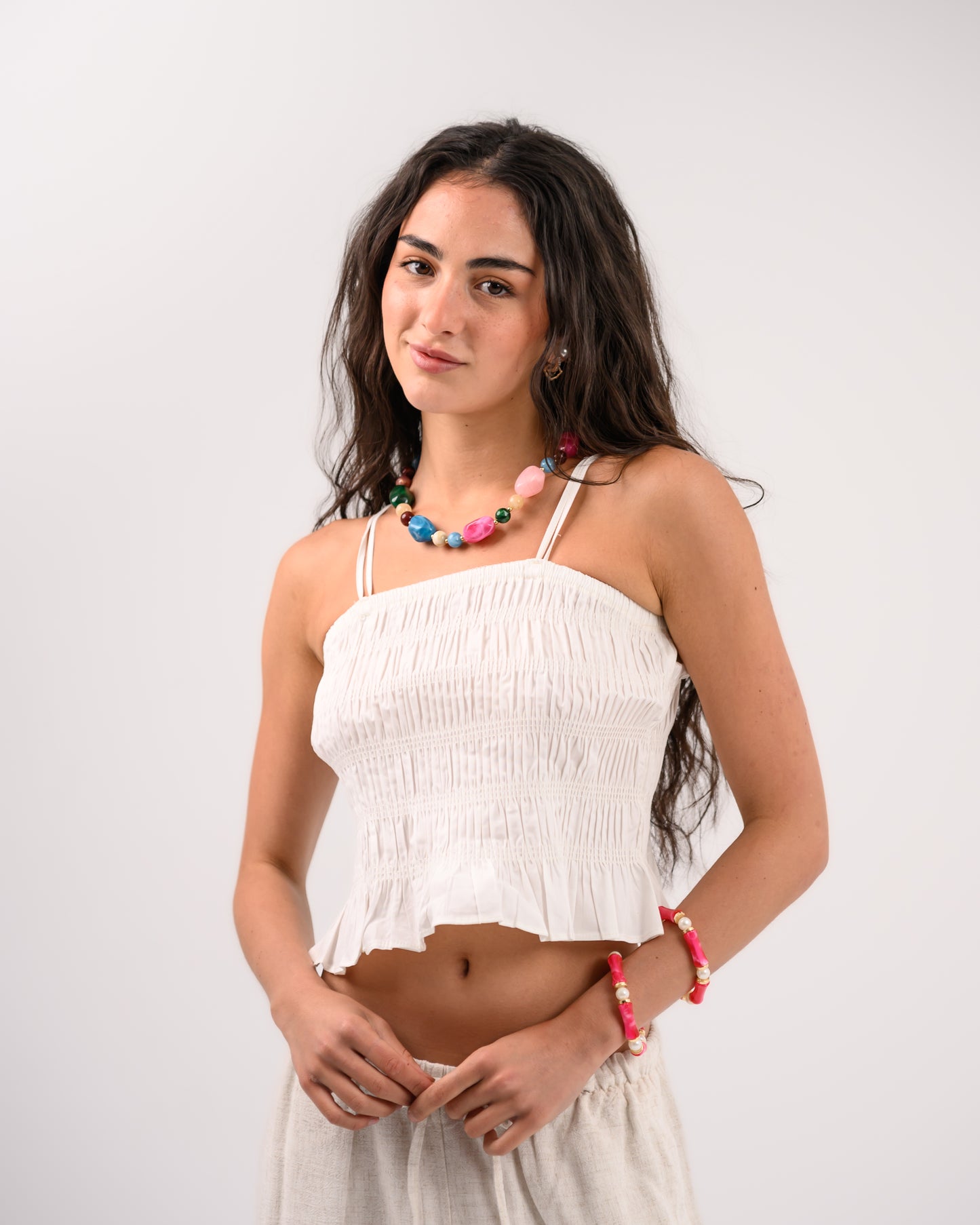 White Strappy Draped Top
