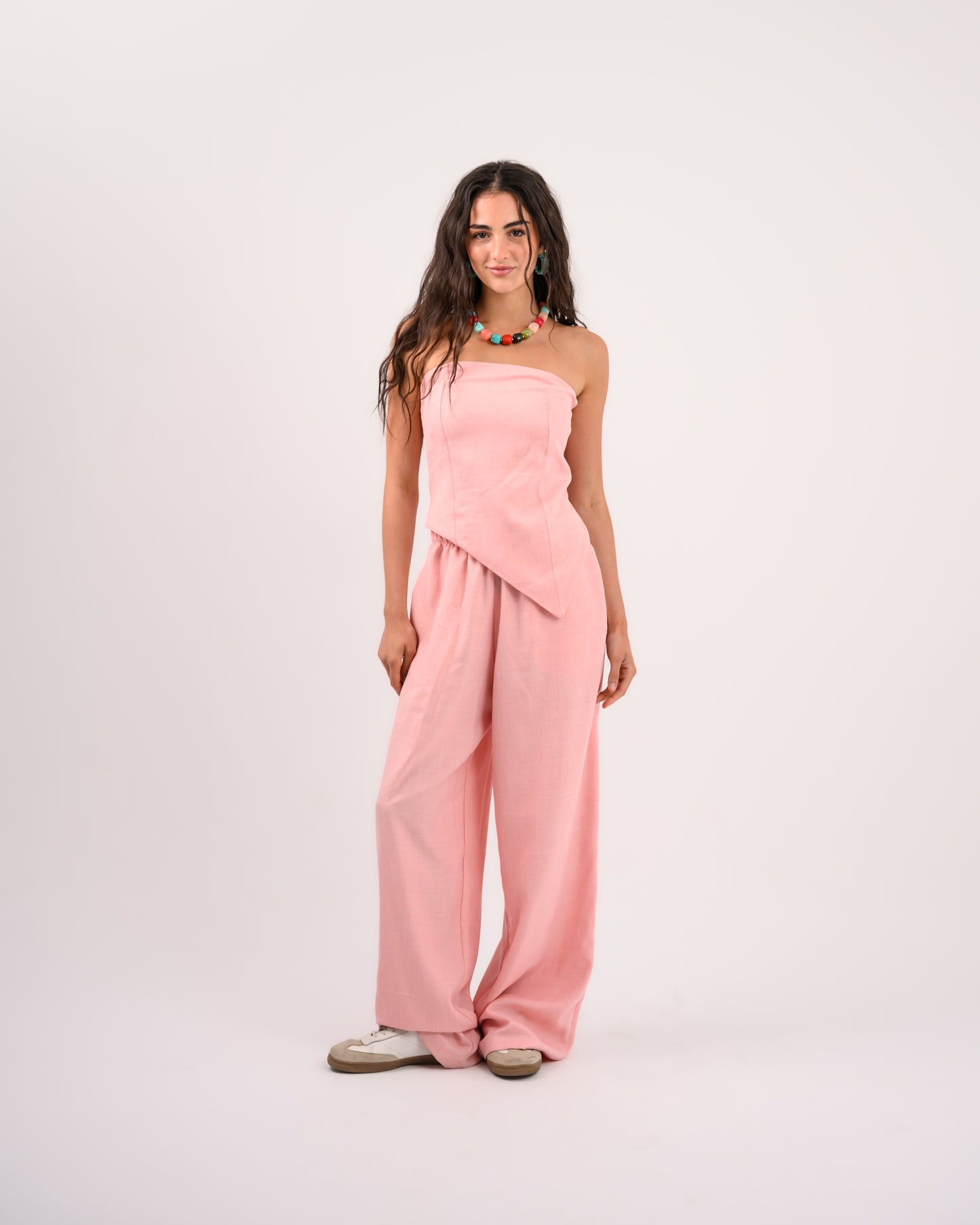 Pink Strapless Cotton Set