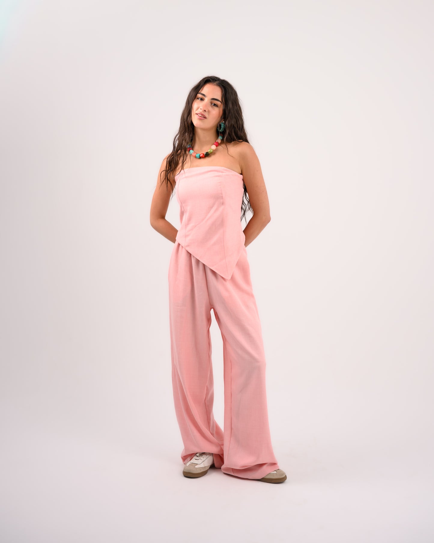 Pink Strapless Cotton Set