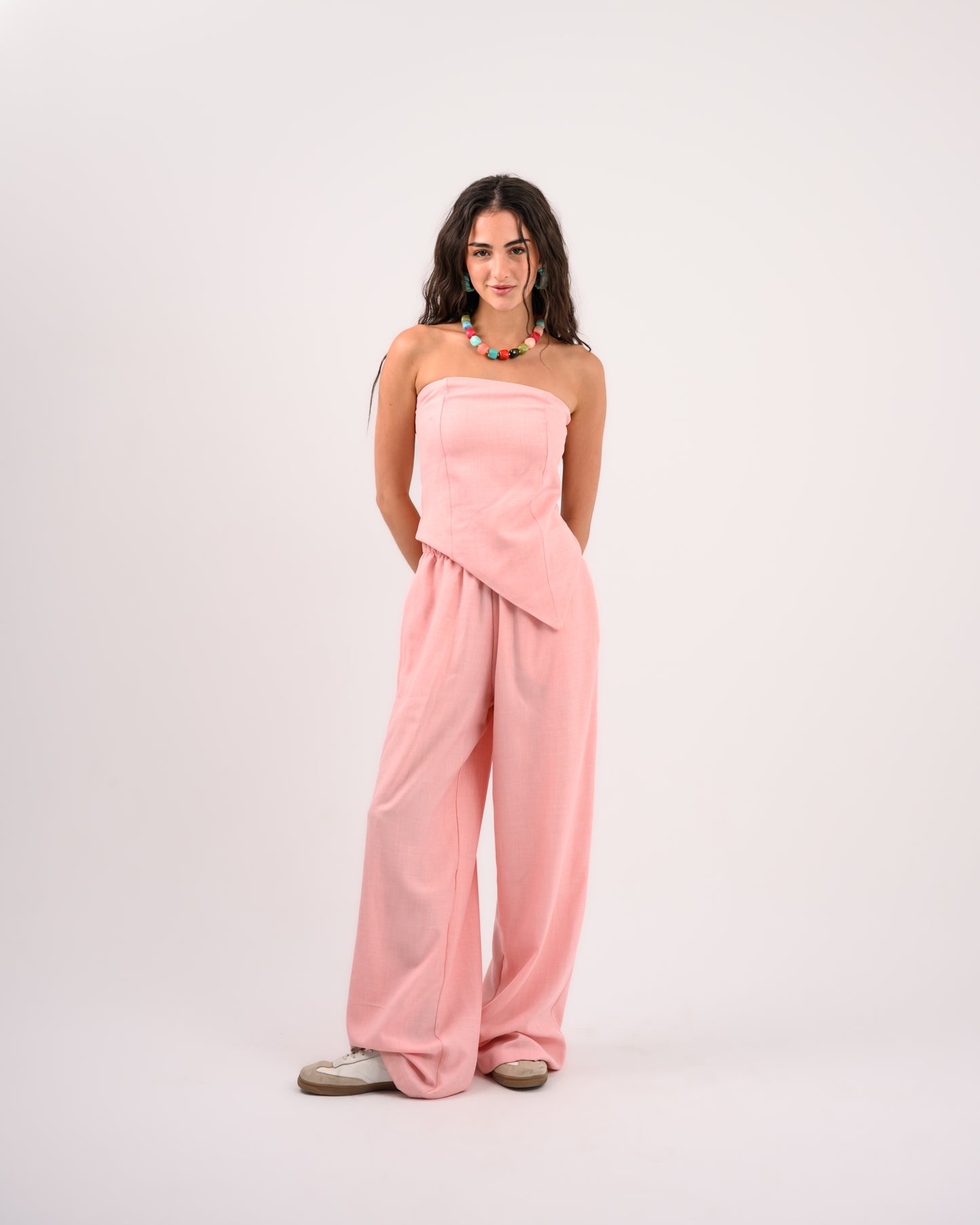 Pink Strapless Cotton Set