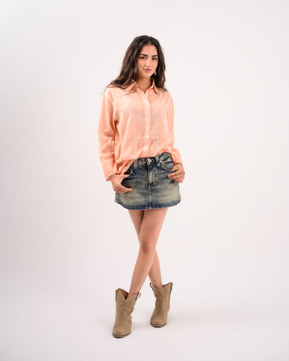 Orange Palm Embroidery Shirt
