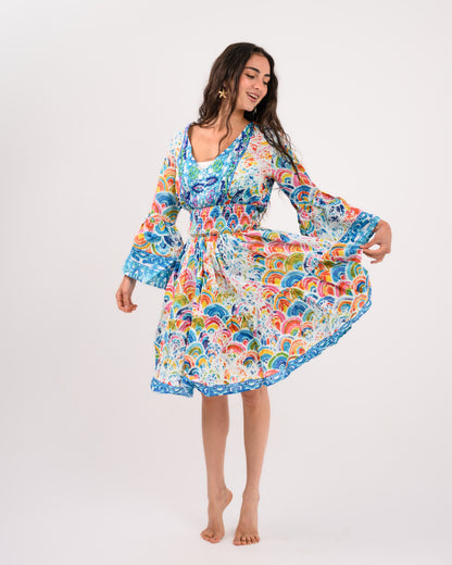 Turquoise Embroidery Beach Dress